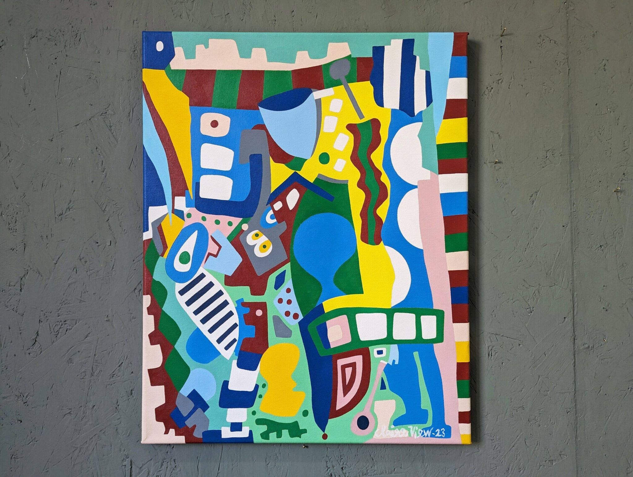 Contemporary Abstract Painting "Blue Tiger" 2023 Unframed Acrylic on Canvas