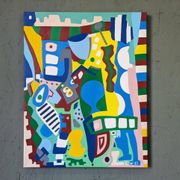 Contemporary Abstract Painting "Blue Tiger" 2023 Unframed Acrylic on Canvas