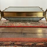 Maison Baguès Style Brass and Faux Bamboo Glass Magazine Rack, 1960s