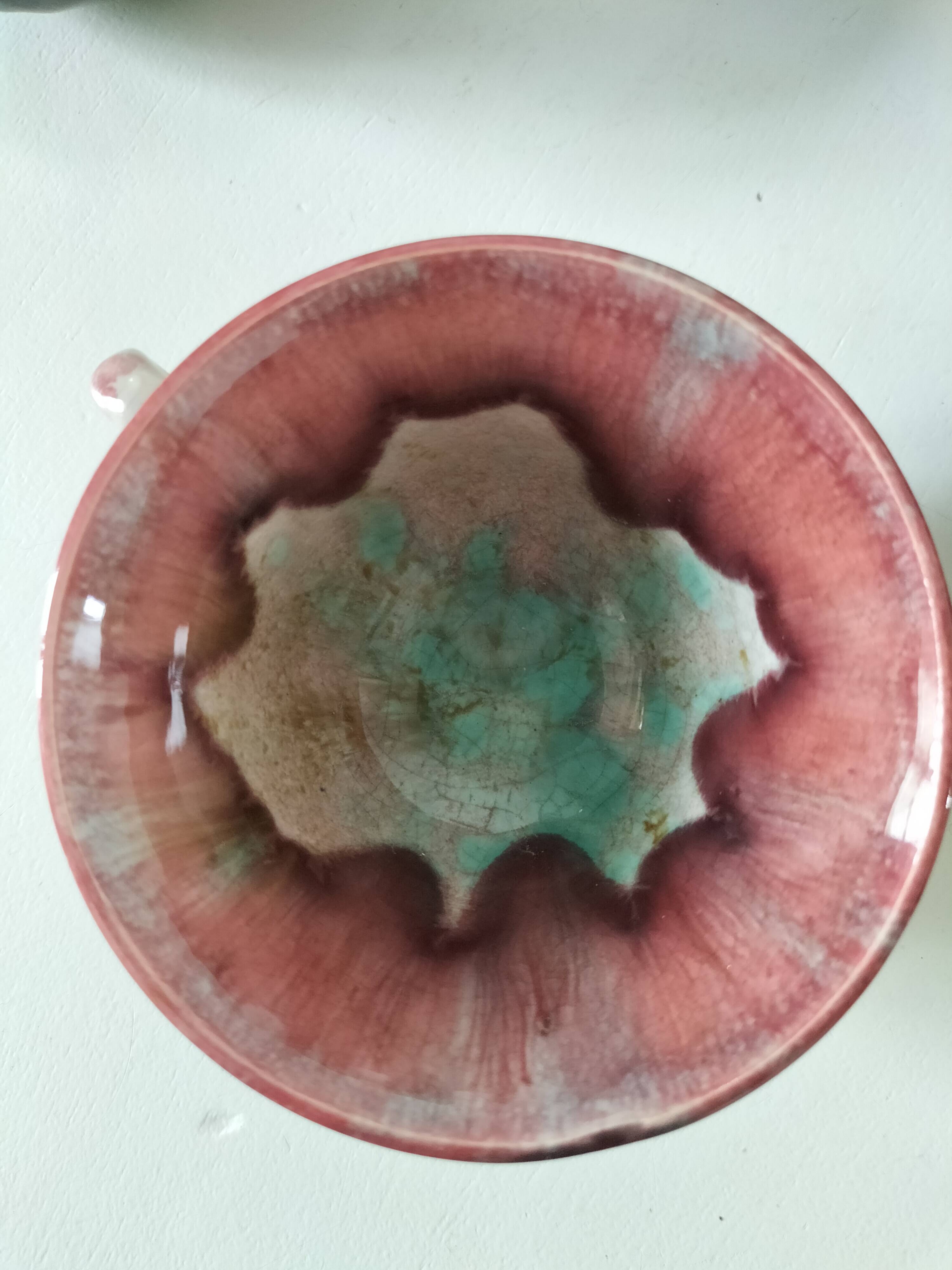 5 tasses Gaubier Morvan grès émaillé flammé multicolore
