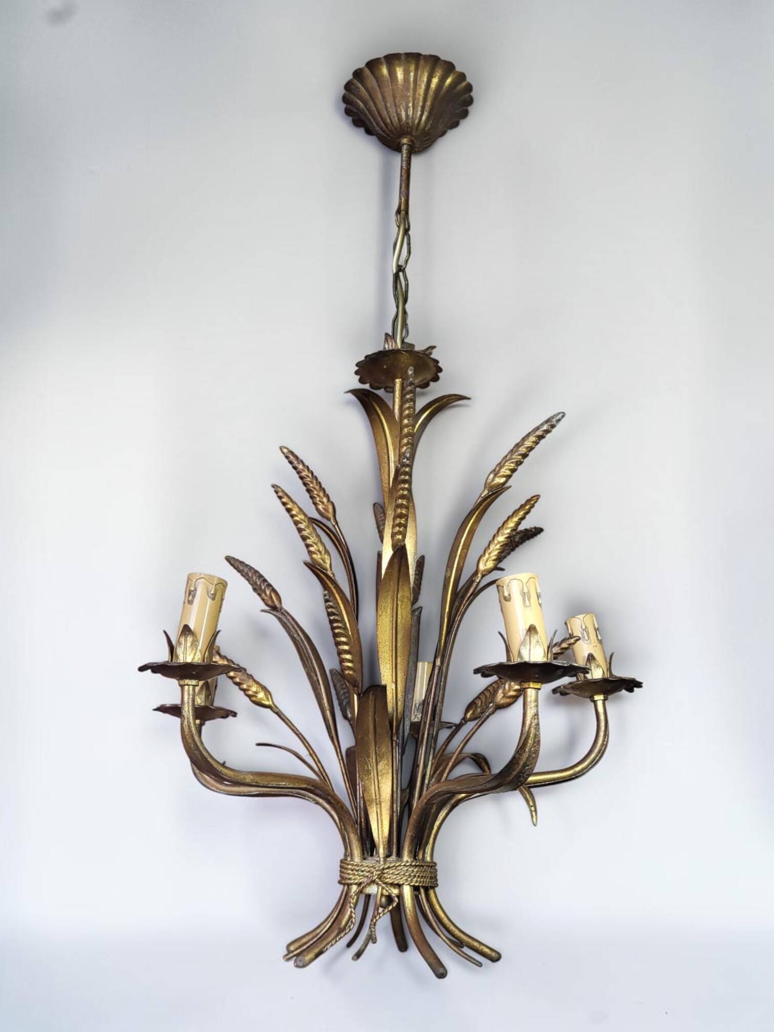 Lustre métal doré Hollywood Regency, Hans Kögl 1970's