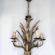 Golden metal chandelier Hollywood Regency, Hans Kögl 1970s