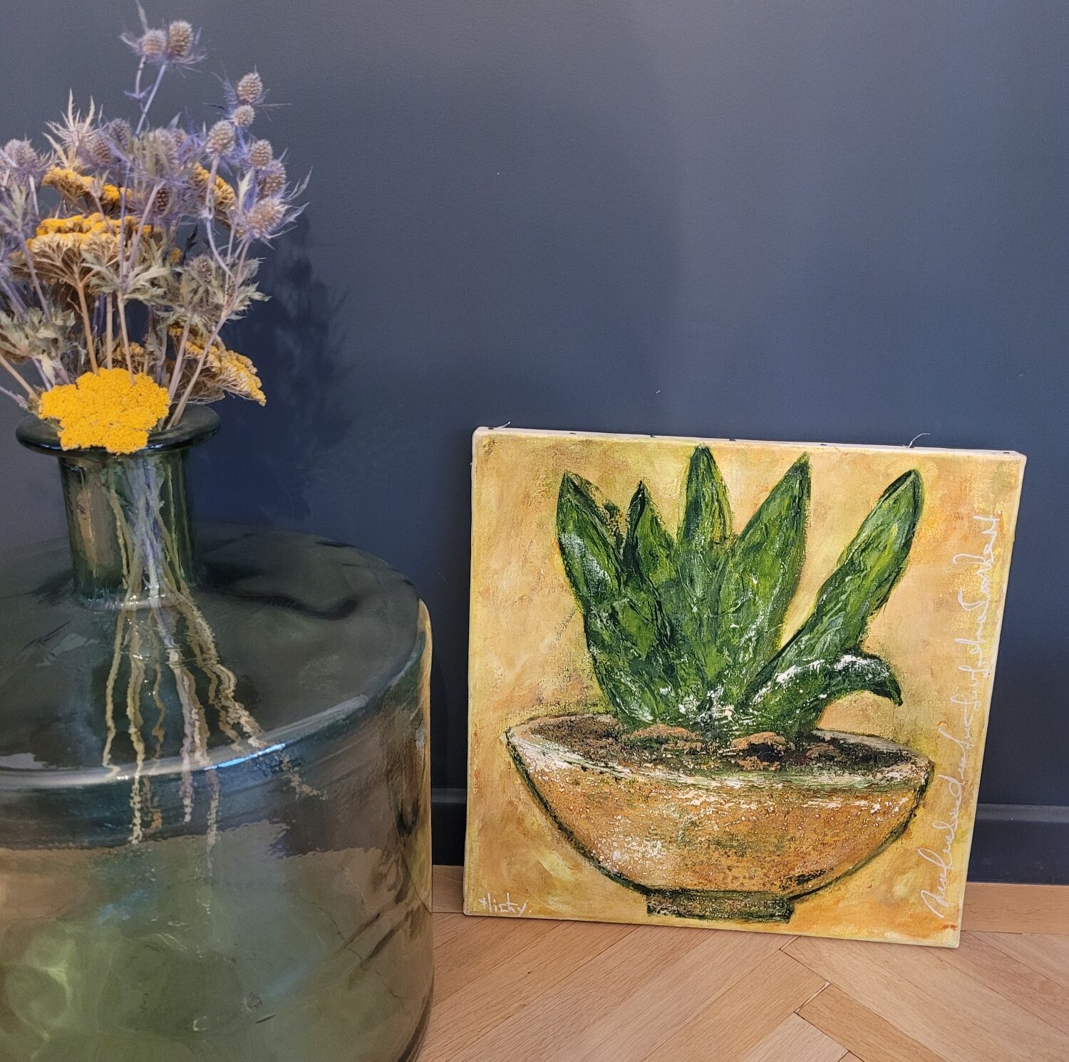 Signed painting oil on canvas still life