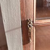 Raw wood and celadon glass cabinet