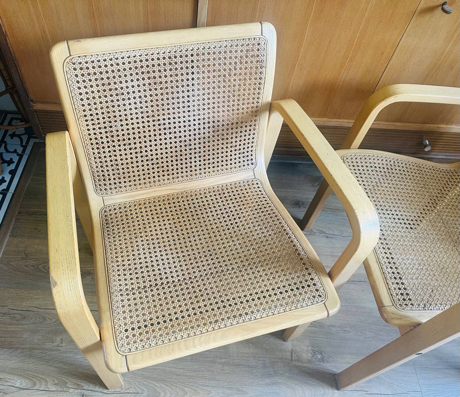 Chaises Olivo Pietro 70' cannage et bois