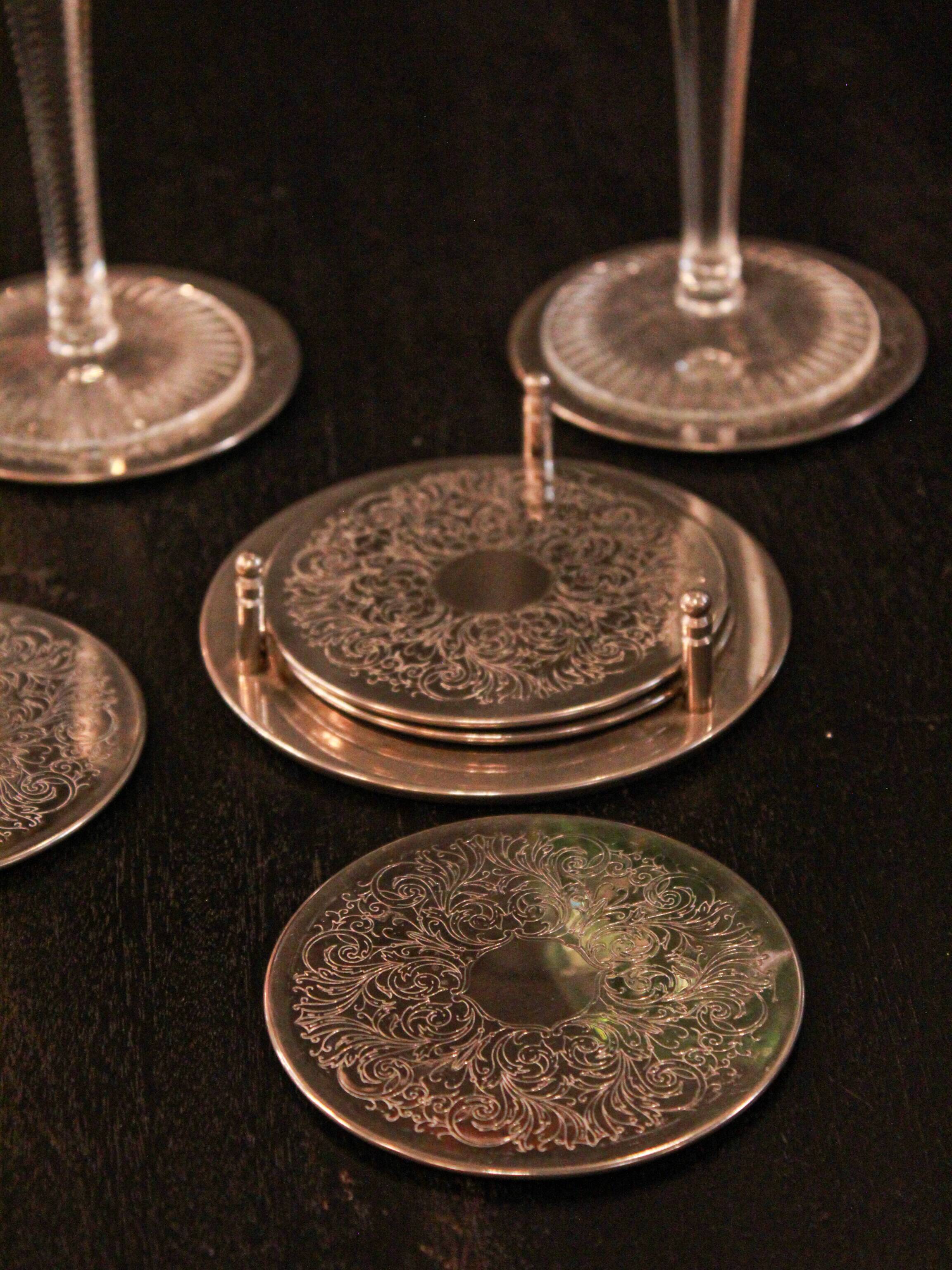 Set de sous-verres en alpaga avec support