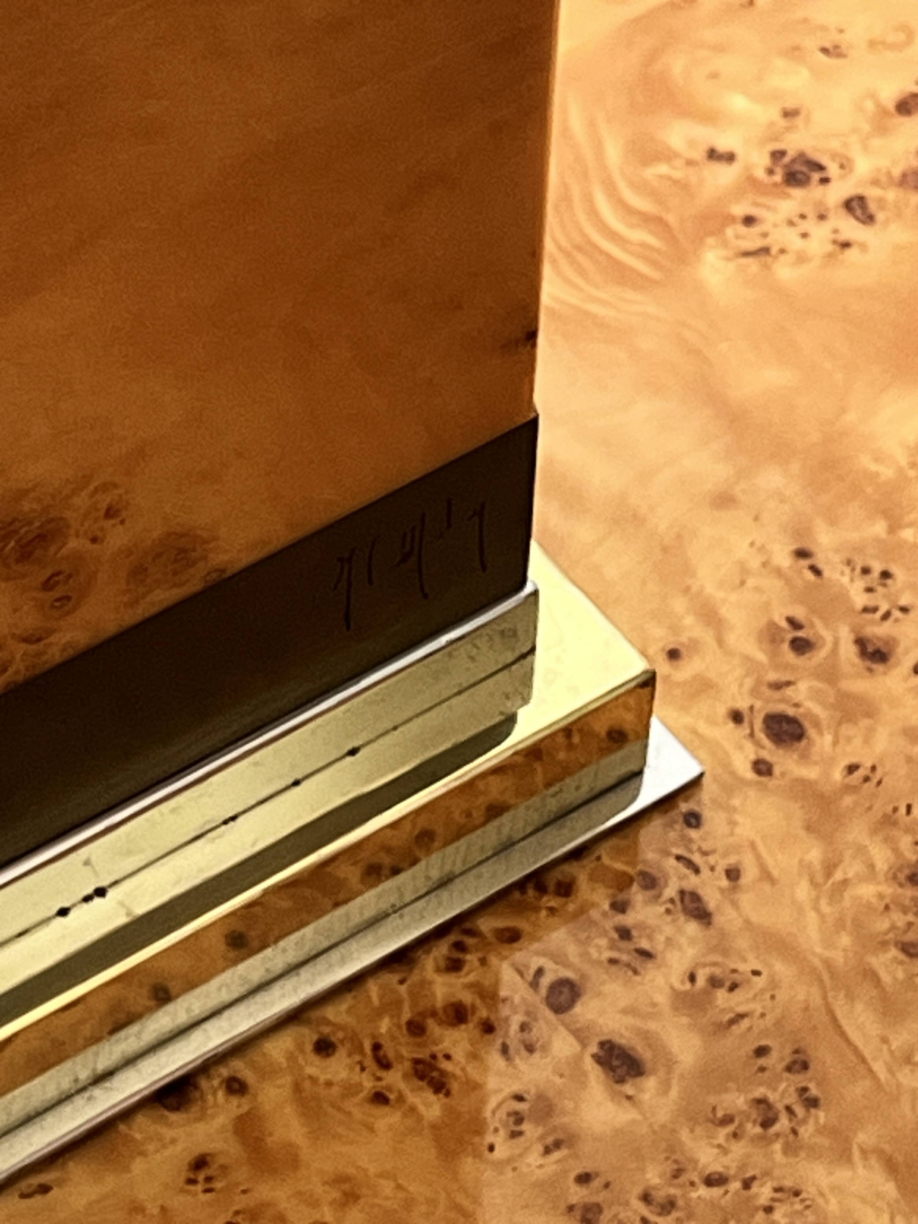 Majestic table lamp in elm burl, C.Mahey design 1970