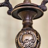 Antique candelabra with 3 arms in patinated bronze