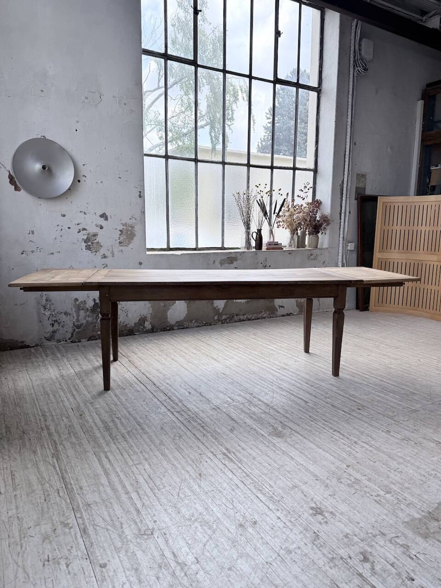 Solid oak farmhouse table with extensions (190-280cm) 1950
