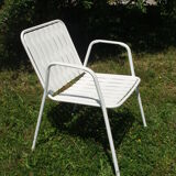 4 vintage white garden chairs in rilsan and plastic