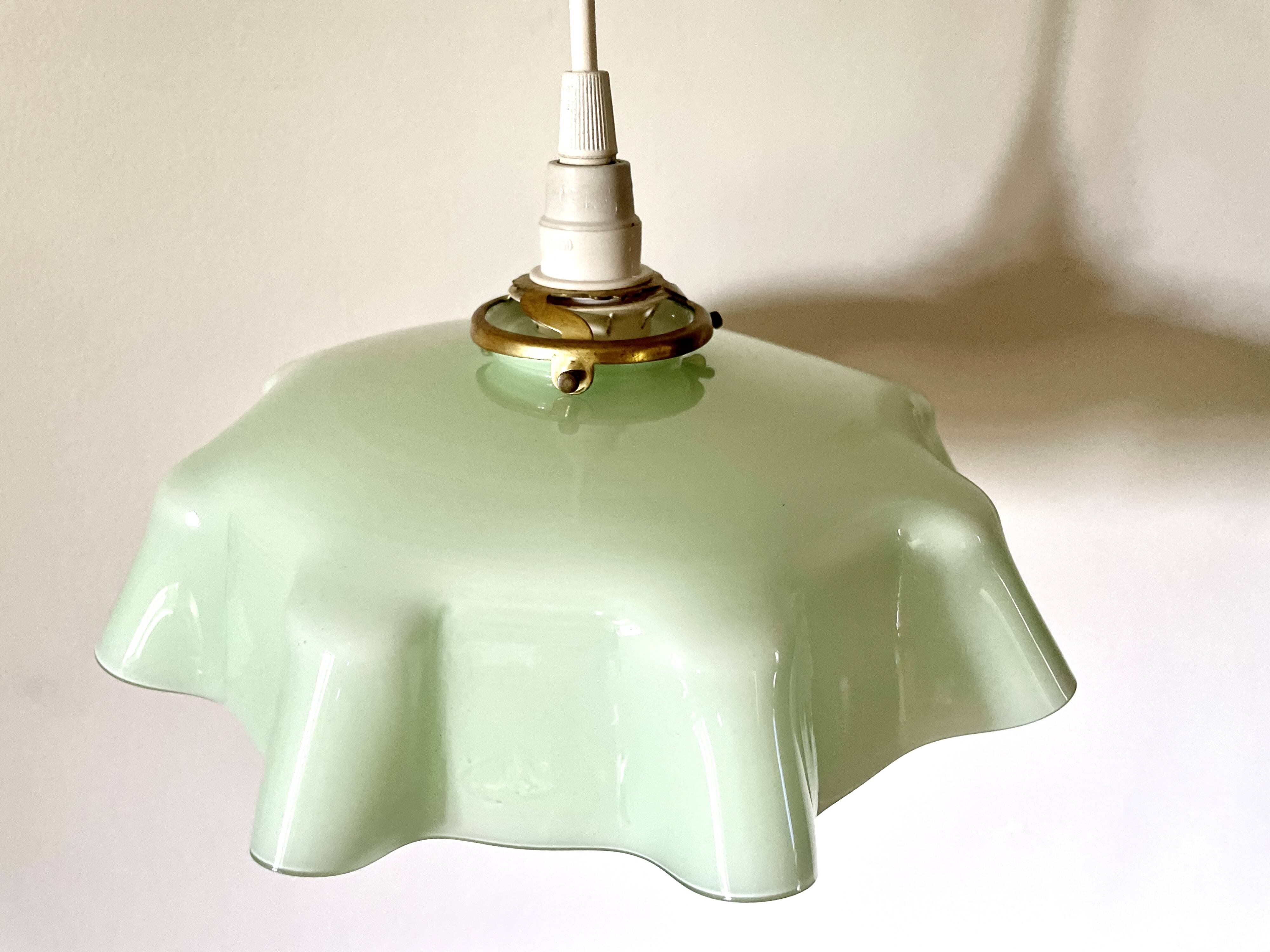 Mint green draped pendant light