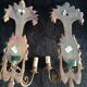 Antique Italian Firenze medallion wooden wall lights