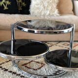 Chrome round coffee table and smoked glass
