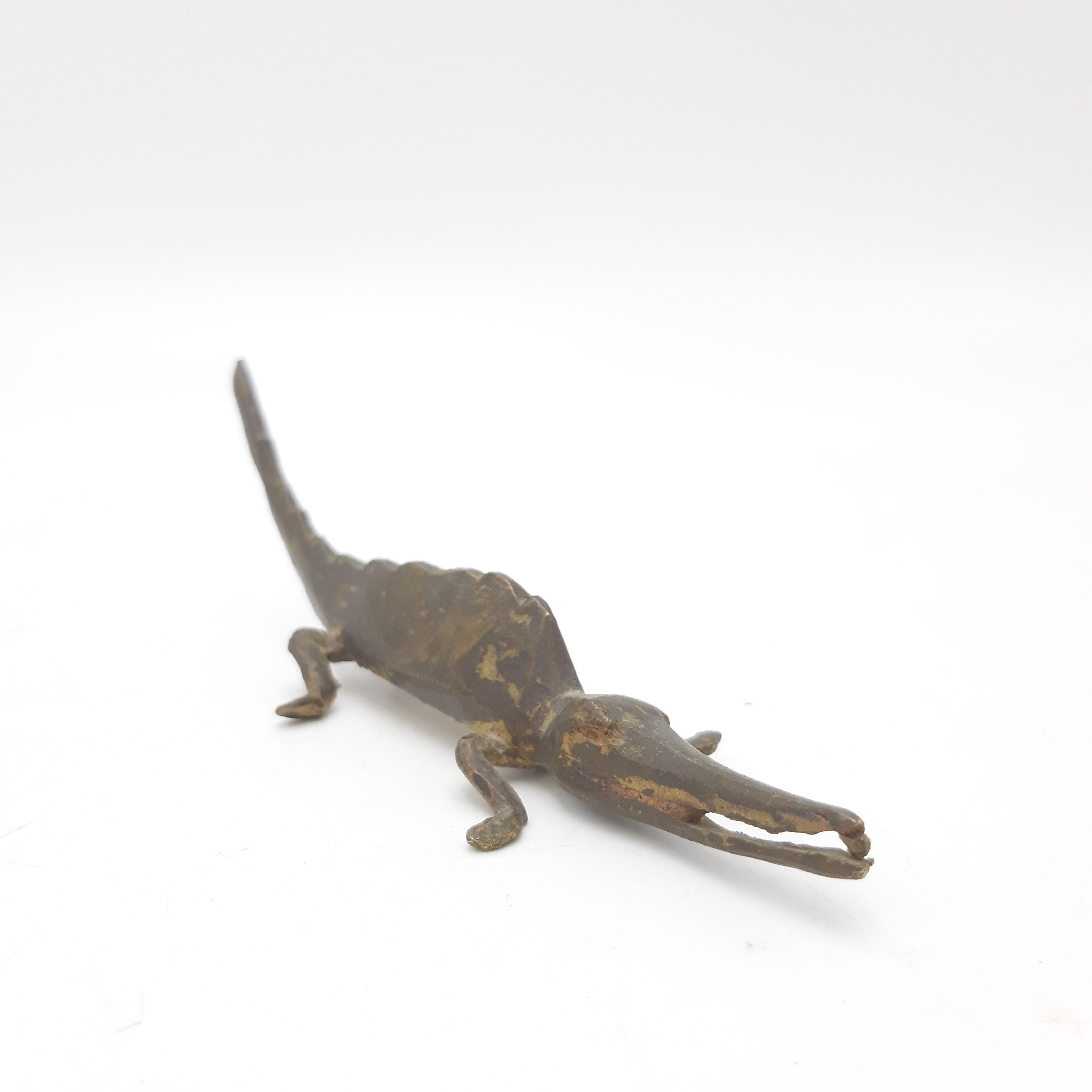 Vintage golden brass crocodile