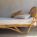 Vintage rattan and wicker bed