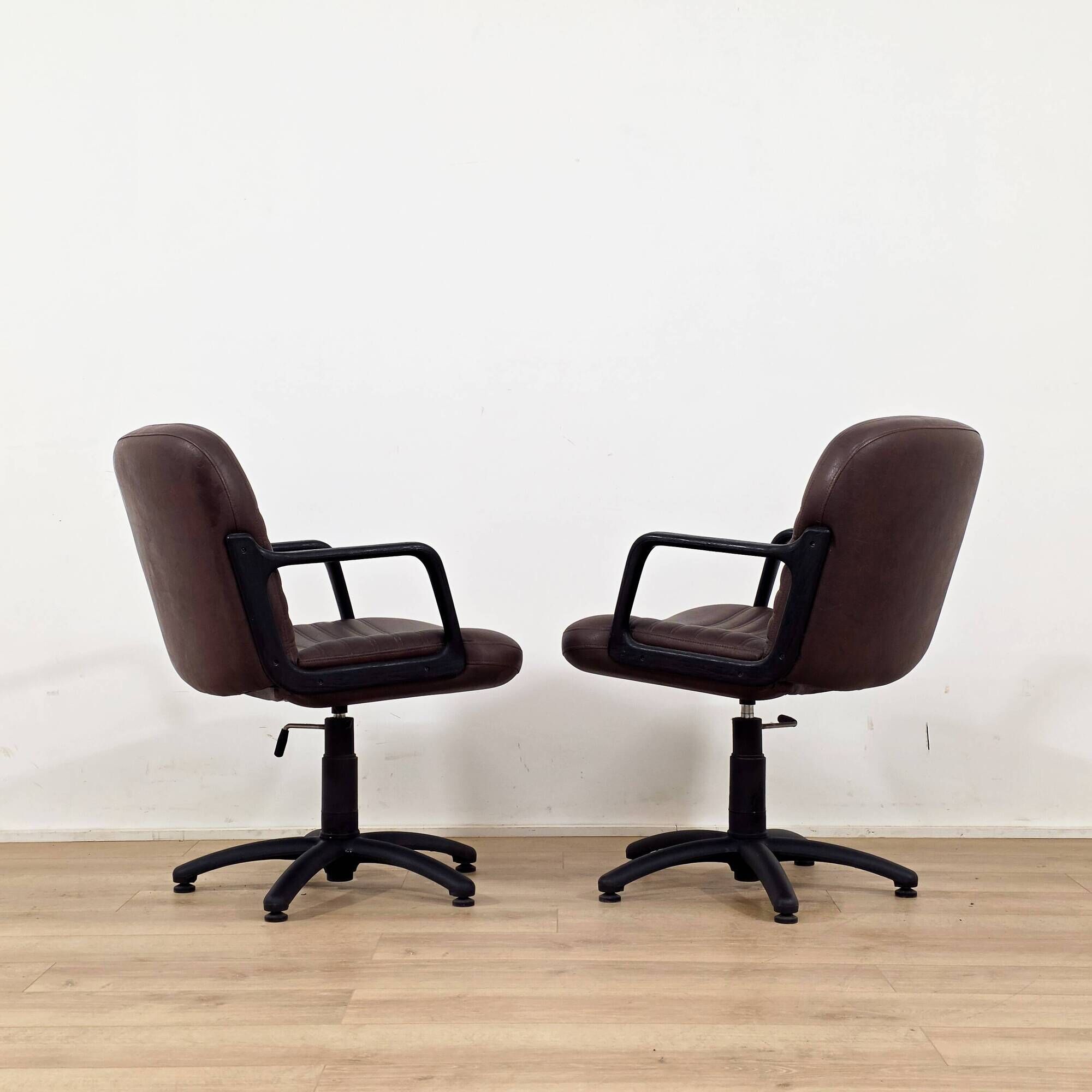 Brown swivel armchair pair by Palladium - made in Italy 1970