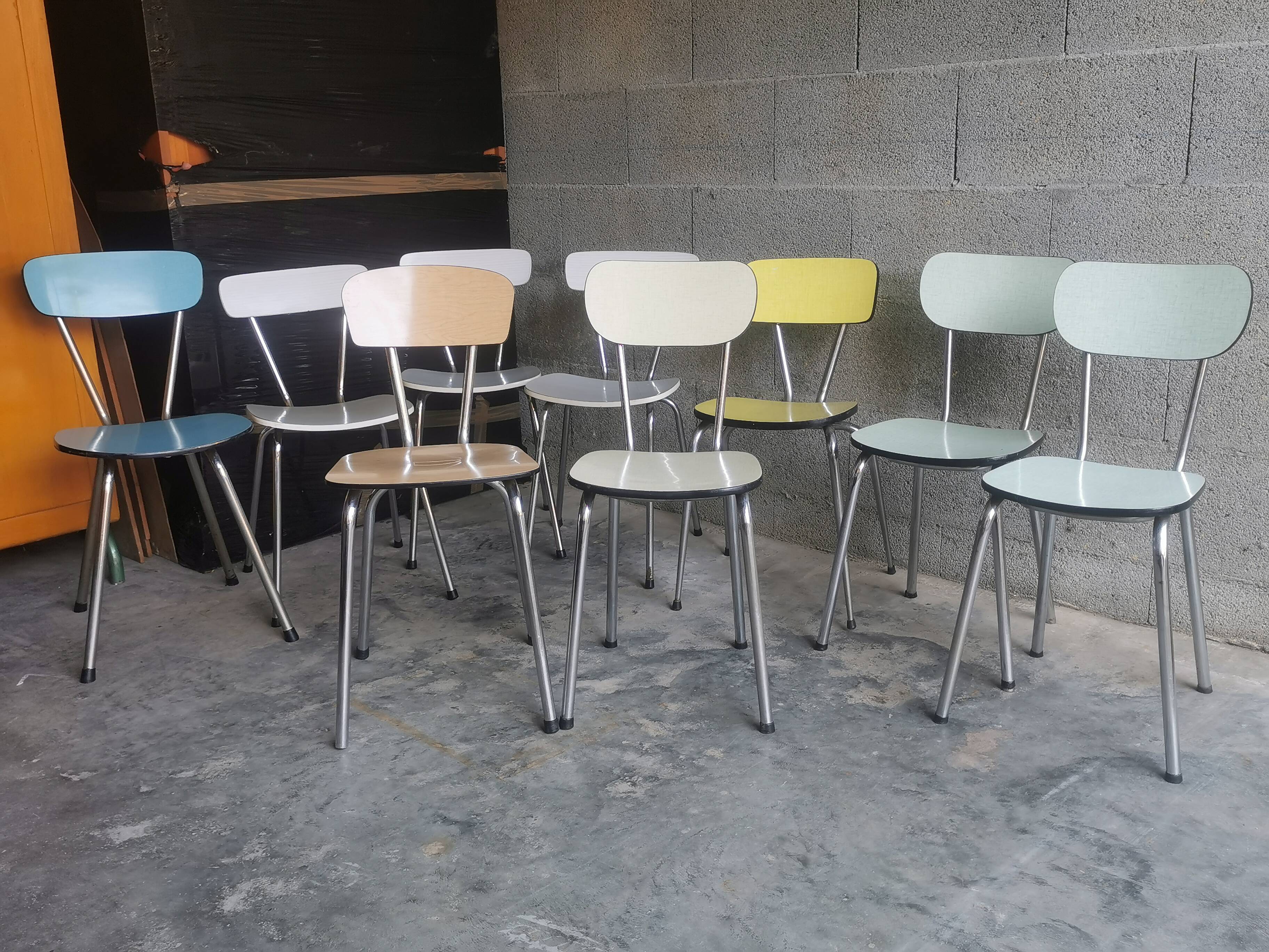 Set of 9 vintage formica chairs