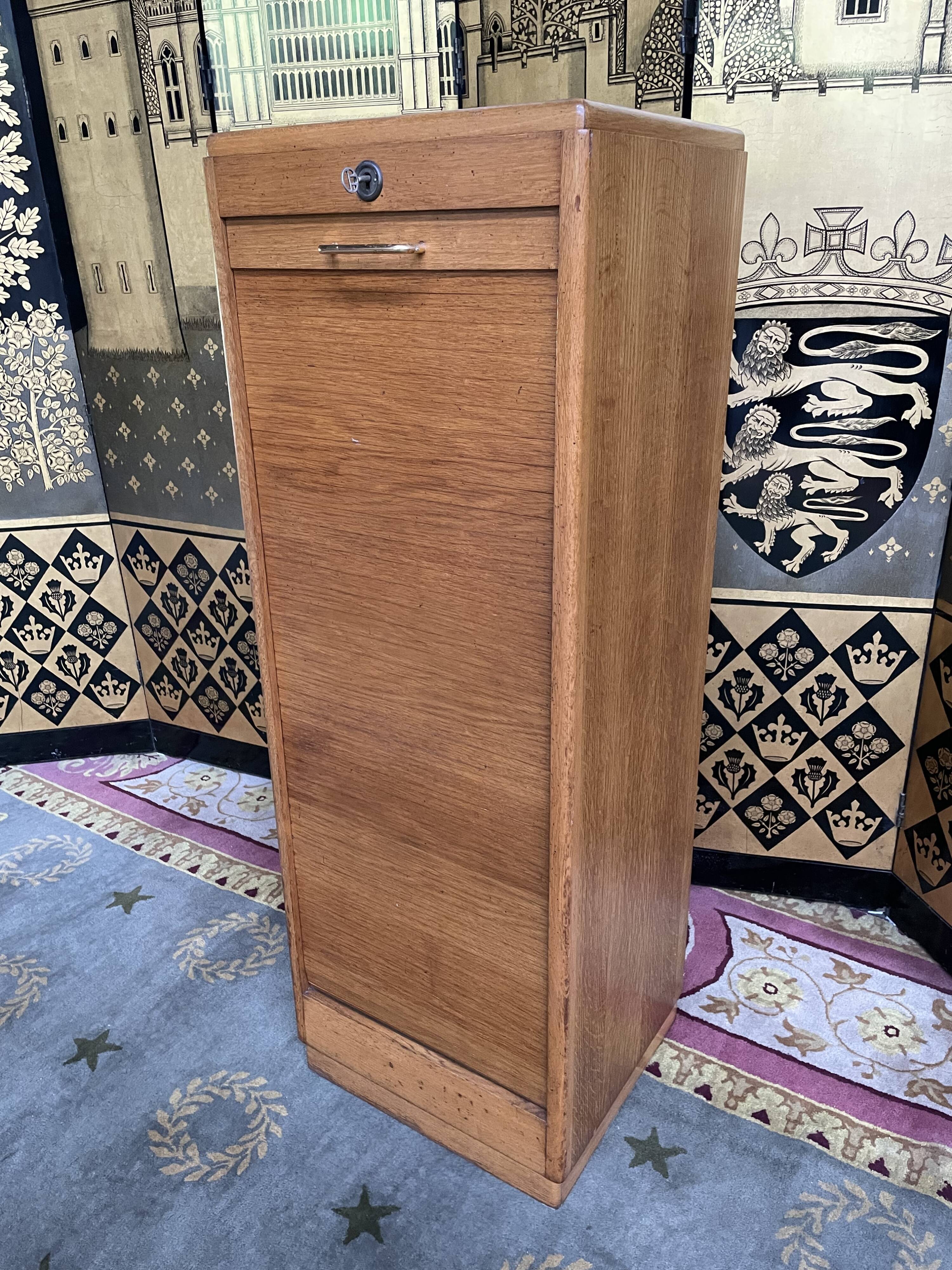 Oak notary curtain filing cabinet