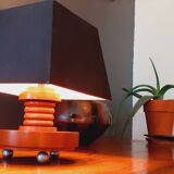 Vintage 50s lamp in varnished wood