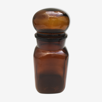 Vintage amber glass jar 70s