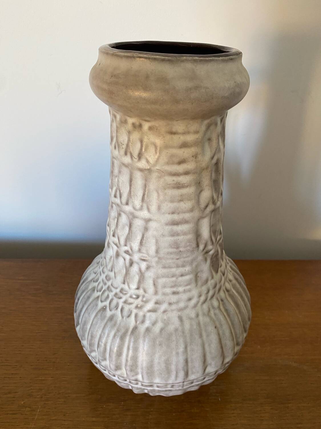 Antique Pitcher Vase With Handle Grey Ceramic West Germany Vintage Decoration #
