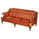 Chesterfield Club 3-seater canapé restored in Mid-Century Modern style leather