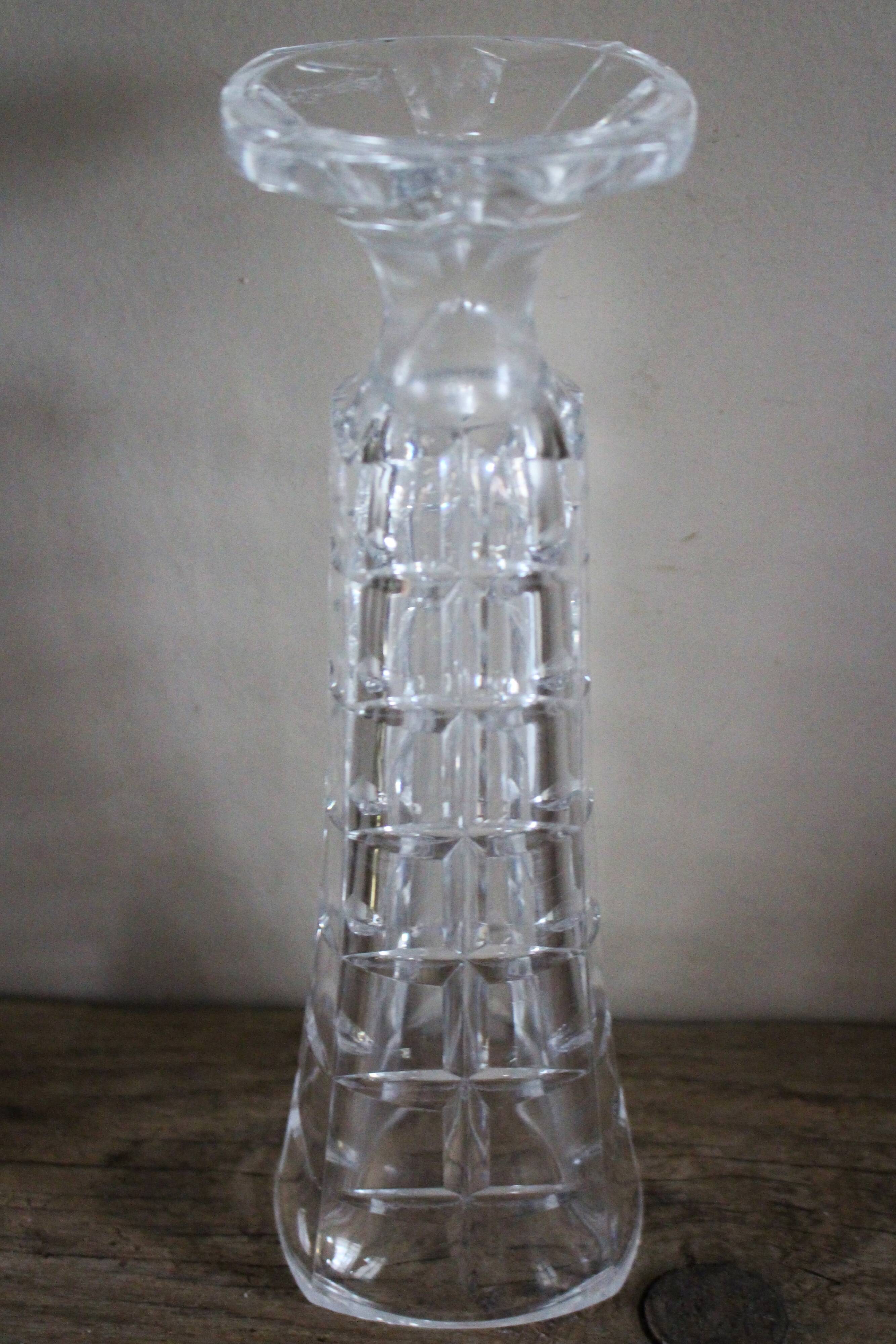 Vintage cut glass pedestal vase