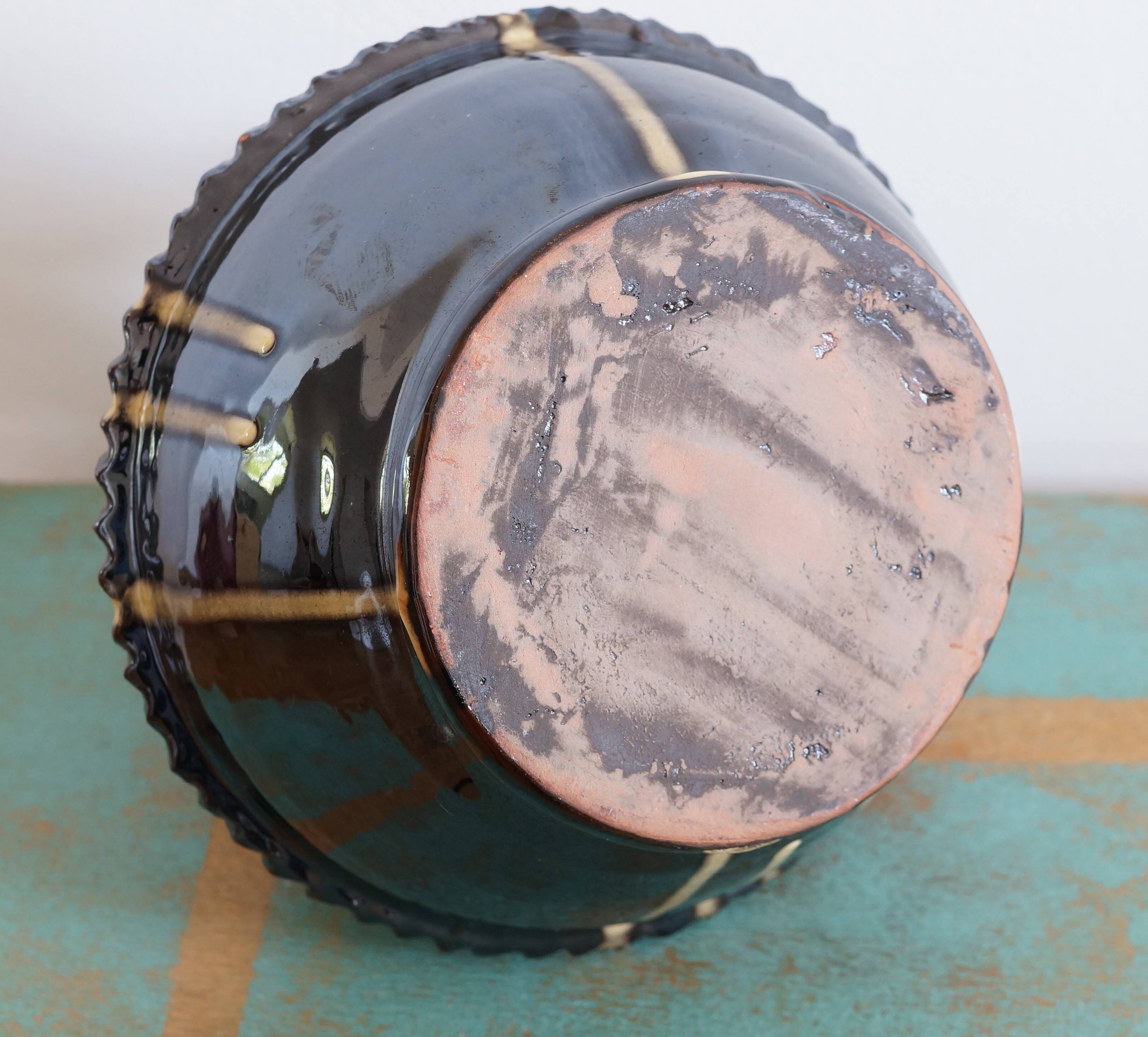 Glazed terracotta gargoulette with bird decoration