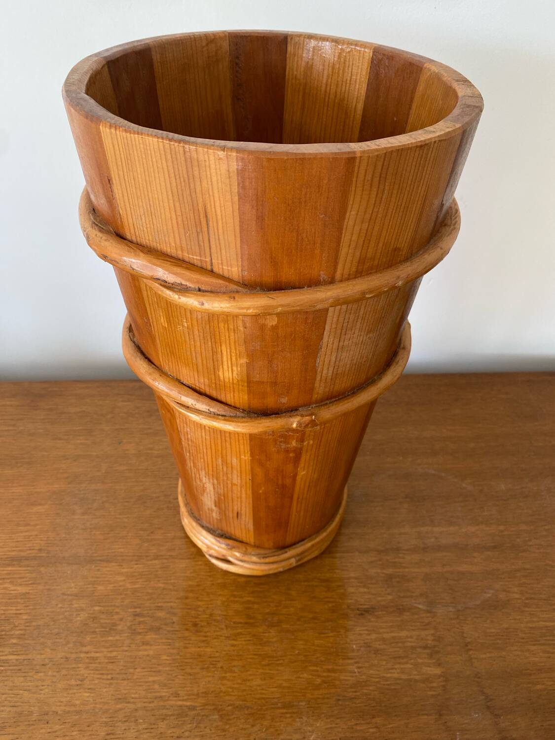 Antique Wooden Barrel Style Umbrella Stand Vintage Decor