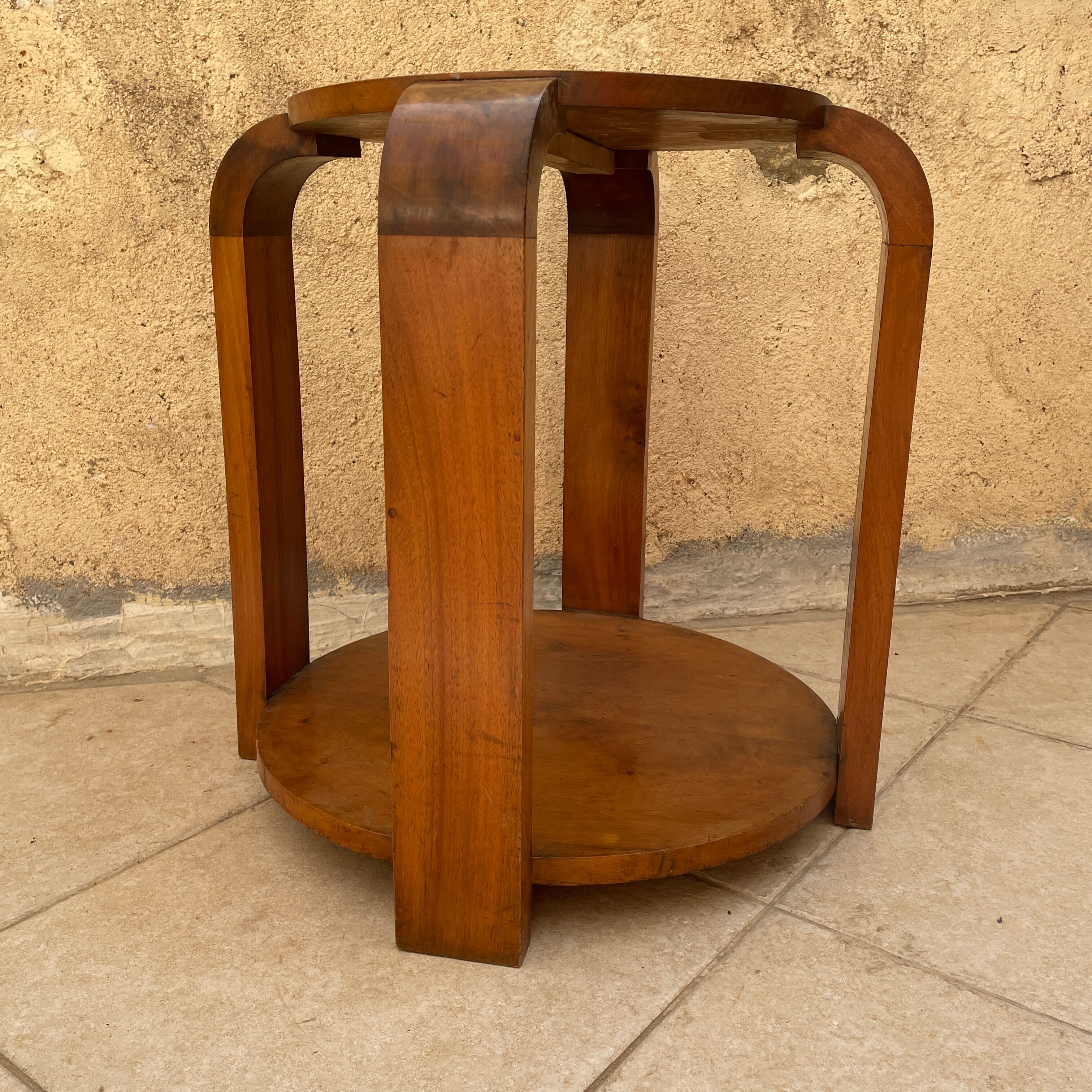 Art Deco pedestal table 1920 in solid wood