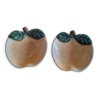 Set of 2 small Orange-shaped Barbotine cups