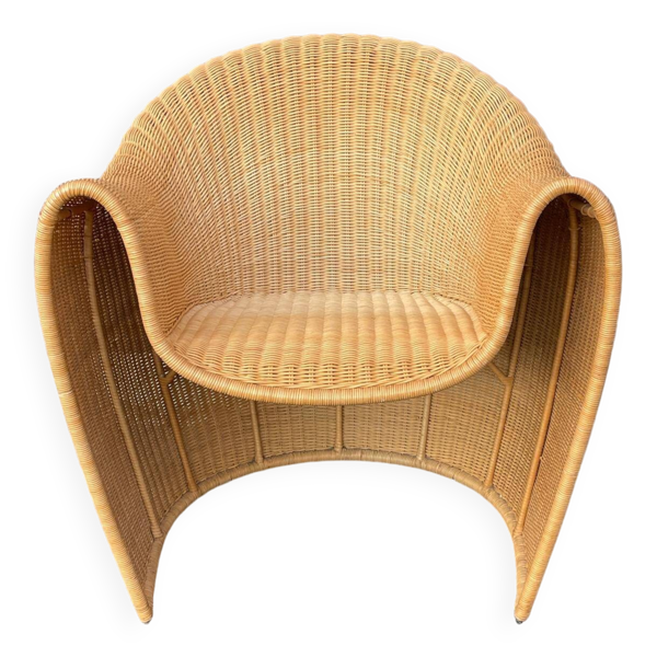 Fauteuil en osier « King Tubby » de Miki Astori des années 90 pour la collection Atlantide de Driade