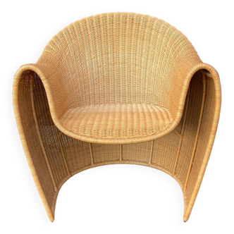Fauteuil en osier « King Tubby » de Miki Astori des années 90 pour la collection Atlantide de Driade