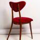 Heart-shaped chair in red velvet and beech wood, Poland, 1960s