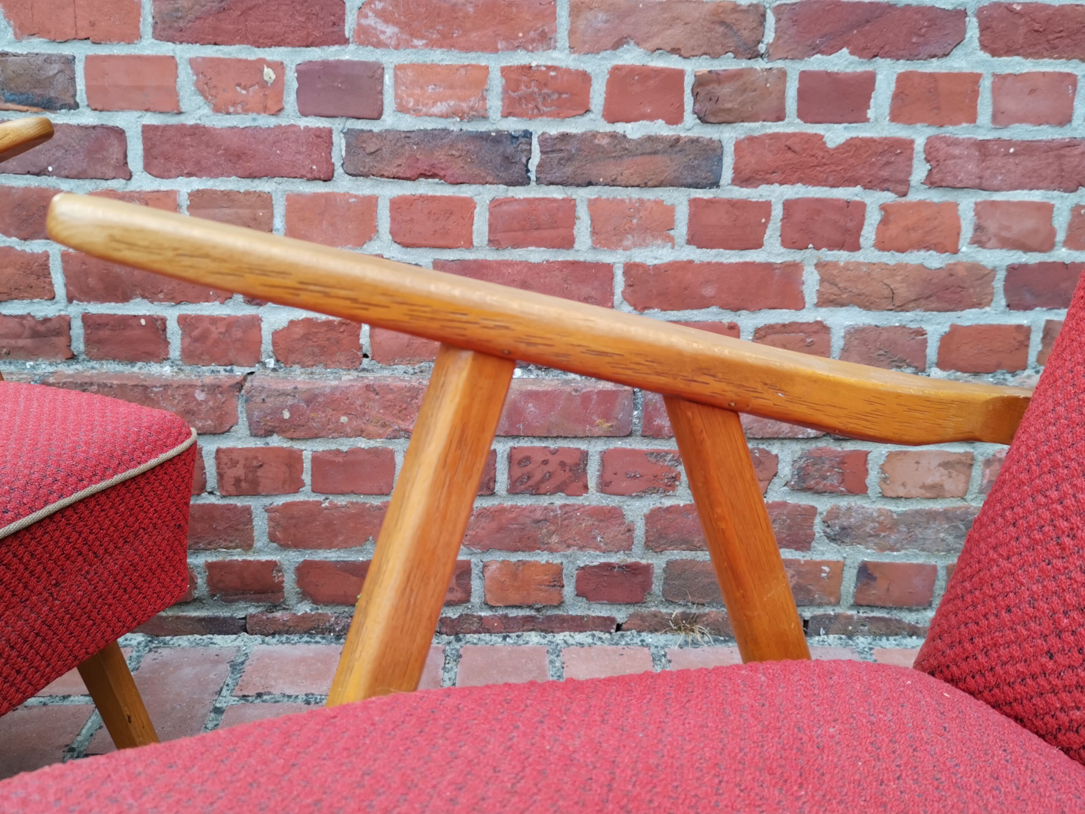 Pair of czechoslovak armchairs red compass feet annee 60