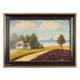 Painting „The Hut by the Sea”, Scandinavian design, 1970s