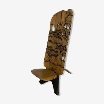 Chaise tribal sculptée à la main Afrique 1960s