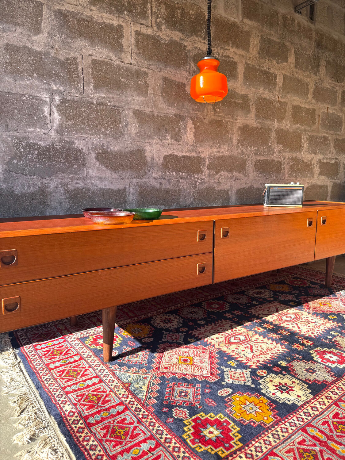 Scandinavian low sideboard in teak, 1960s/70s