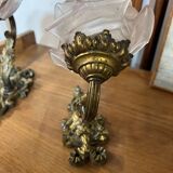Pair of Art Nouveau wall sconces in bronze
