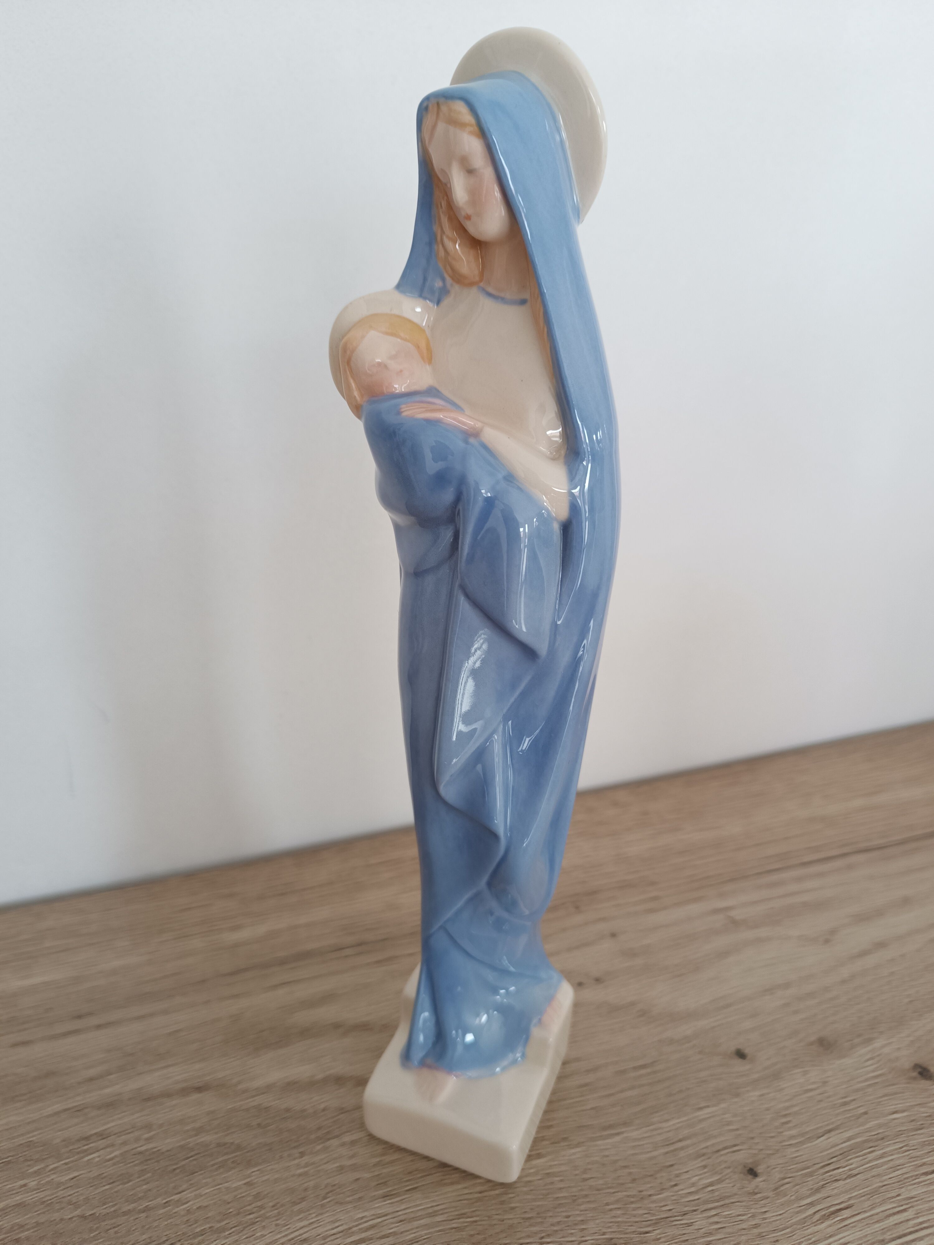 Virgin statue Faience Desvres Fourmaintraux H 28 cm