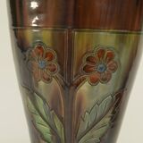 Pair of barbotine vases from the early 20th century stamped BELGIUM 158