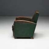 Art Deco Leather Club Chairs, France, 1930s