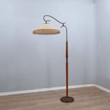 Osvaldo Borsani adjustable floor lamp brass & cherry wood 1950s