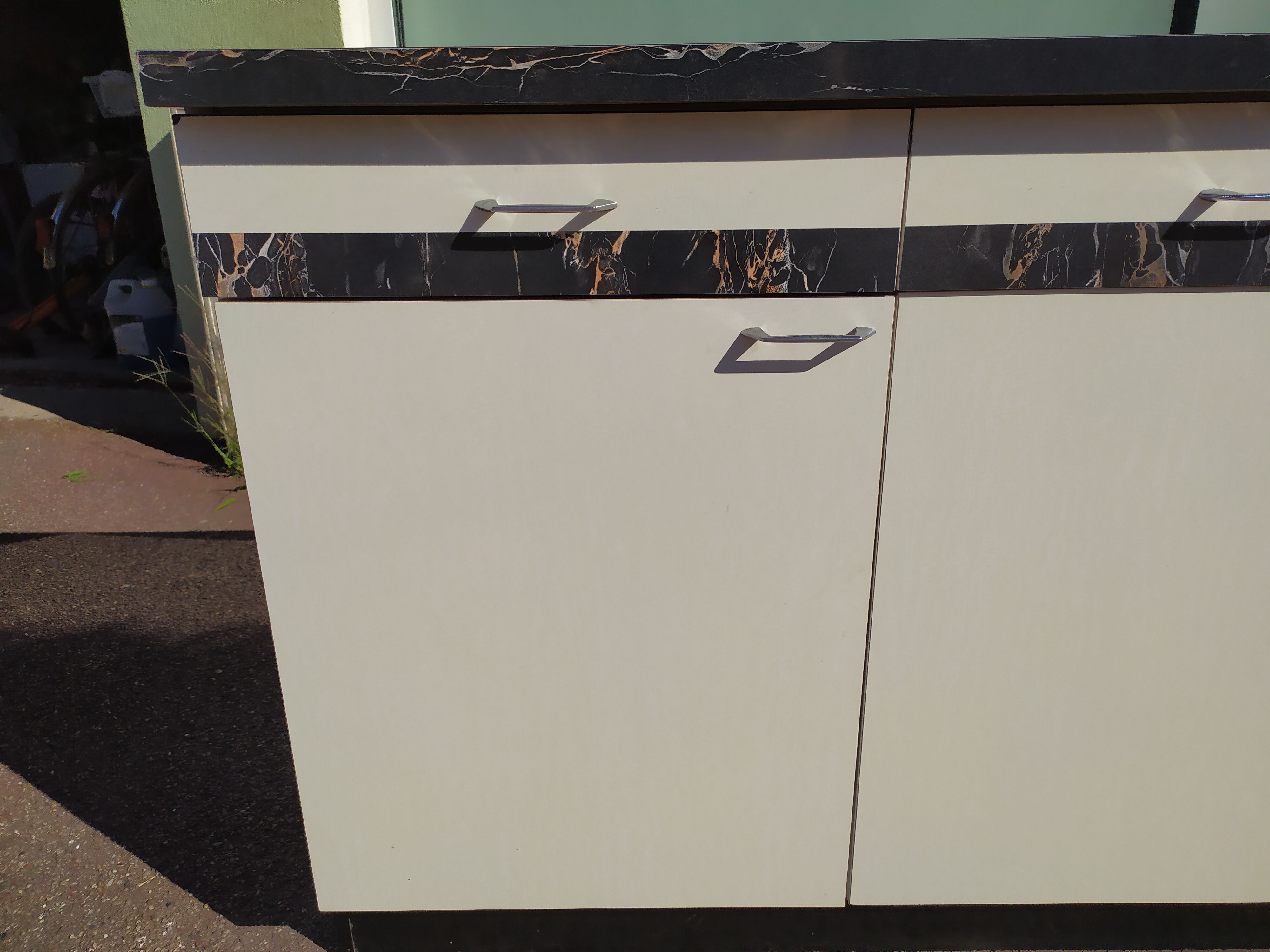 Buffet bahut de cuisine en formica marbre noir - vintage