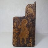 carved wooden shelf