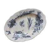 Oval ironstone dish with wheat and butterfly decoration, early 20th century