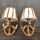 Pair of wall sconces in rattan