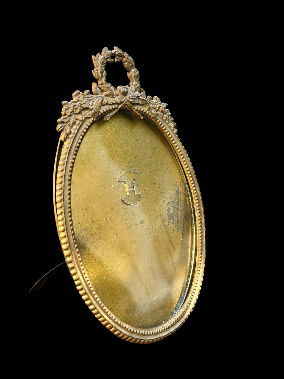 old photo frame, to stand, brass medallion, Louis XVI style, classic chic