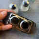 Vintage glass and chrome salt and pepper shaker set.