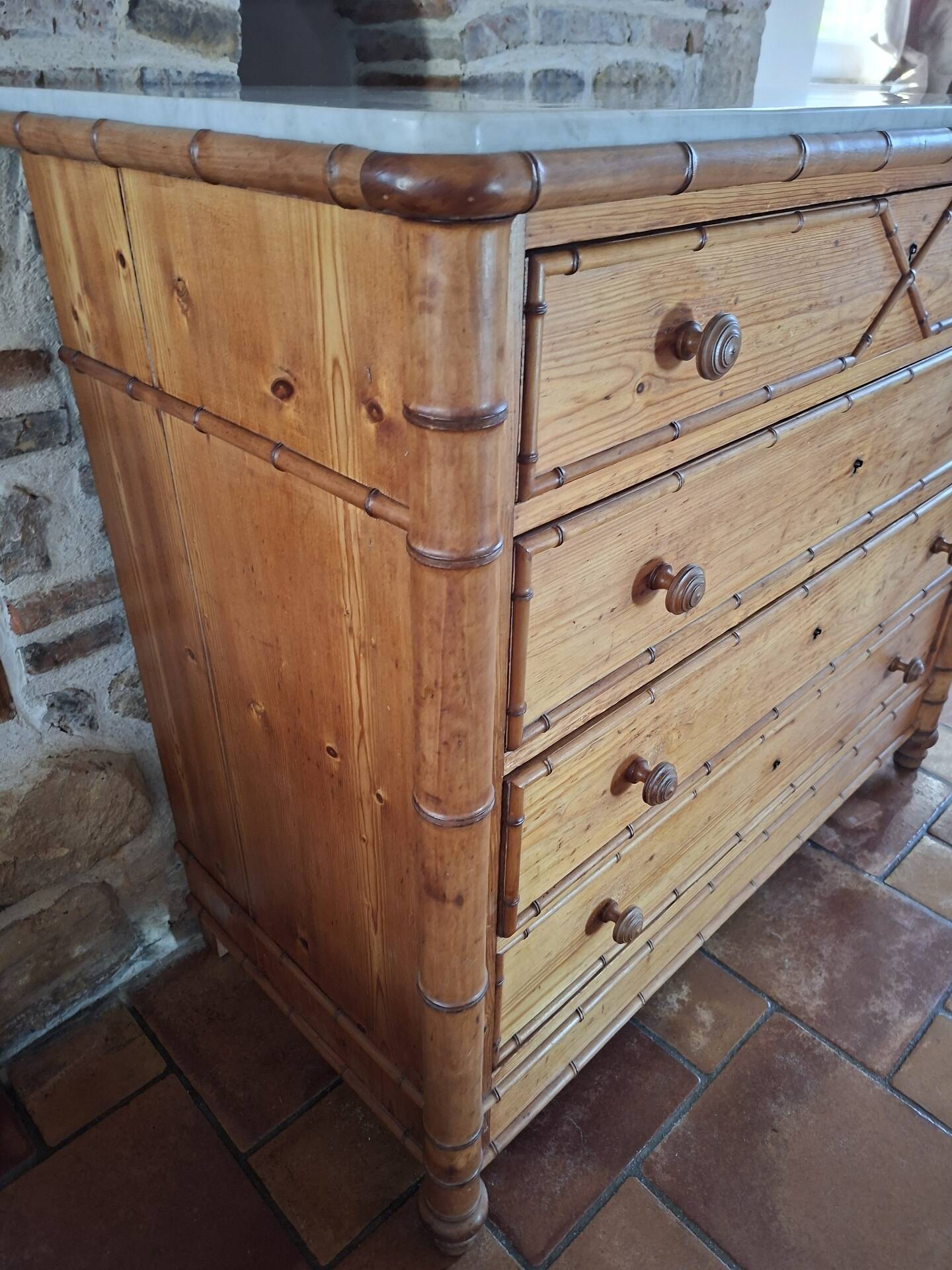 1920 faux bamboo chest of drawers